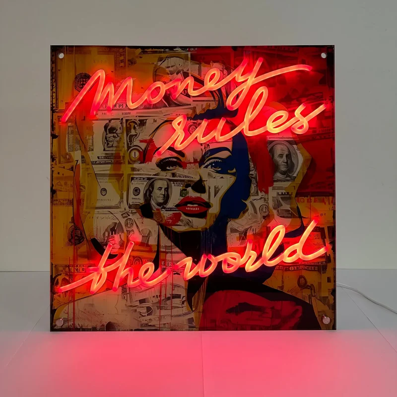 Tableau décoratif "Money Rules the World" - Message in the Frame