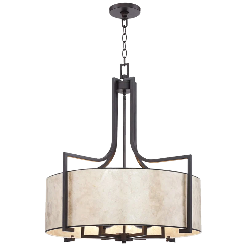 Wilson English Bronze 26wide Mica Shade Pendant Light