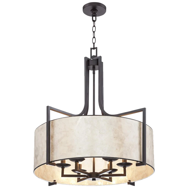 Wilson English Bronze 26wide Mica Shade Pendant Light