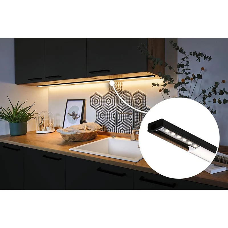 LED Strip Profil Base Weißer Diffusor 1m Schwarz