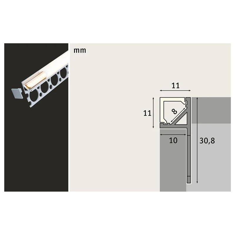 LumiTiles LED Strip 2m Profil Frame Alu-Eloxiert, Satiniert