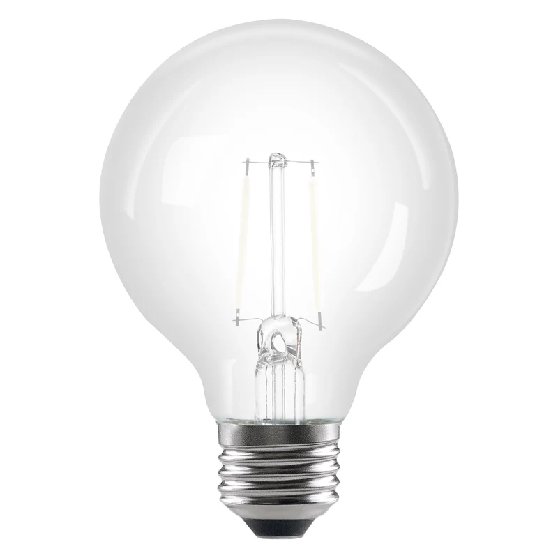 SYLVANIA G25 Clear Globe LED White Filament Bulb, 3.5W, Dimmable, 300 Lms, Medium Base, 2700K, Soft White - 2 PK