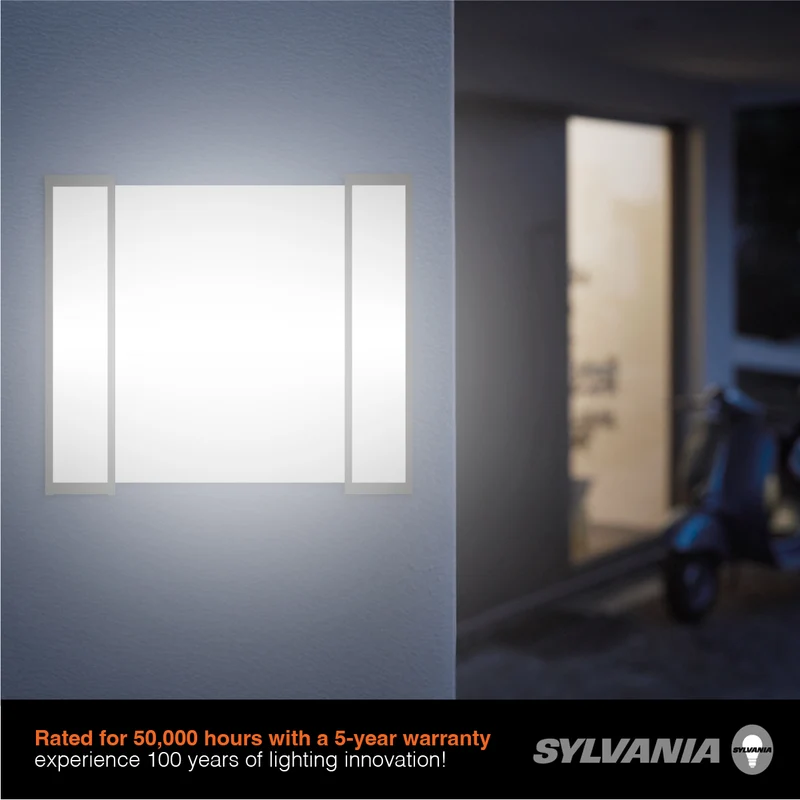 SYLVANIA 9" Hi-PerformaceLED Wall Sconce Light, 14W, 5 CCT (2700/3000/3500/4000/5000K), 1150 Lms, 90 CRI, Frosted
