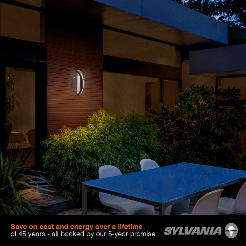 SYLVANIA Wall Mount Round LED Light Sconce 12.5W, 5 CCT (2700/3000/3500/4000/5000K), 80 CRI, 450 Lms, Black with Sensor - 2 Pack (63472)