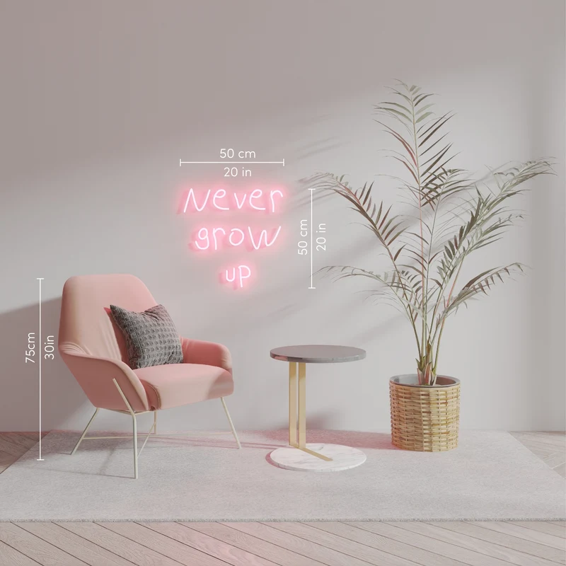 Never grow up, signe en néon LED