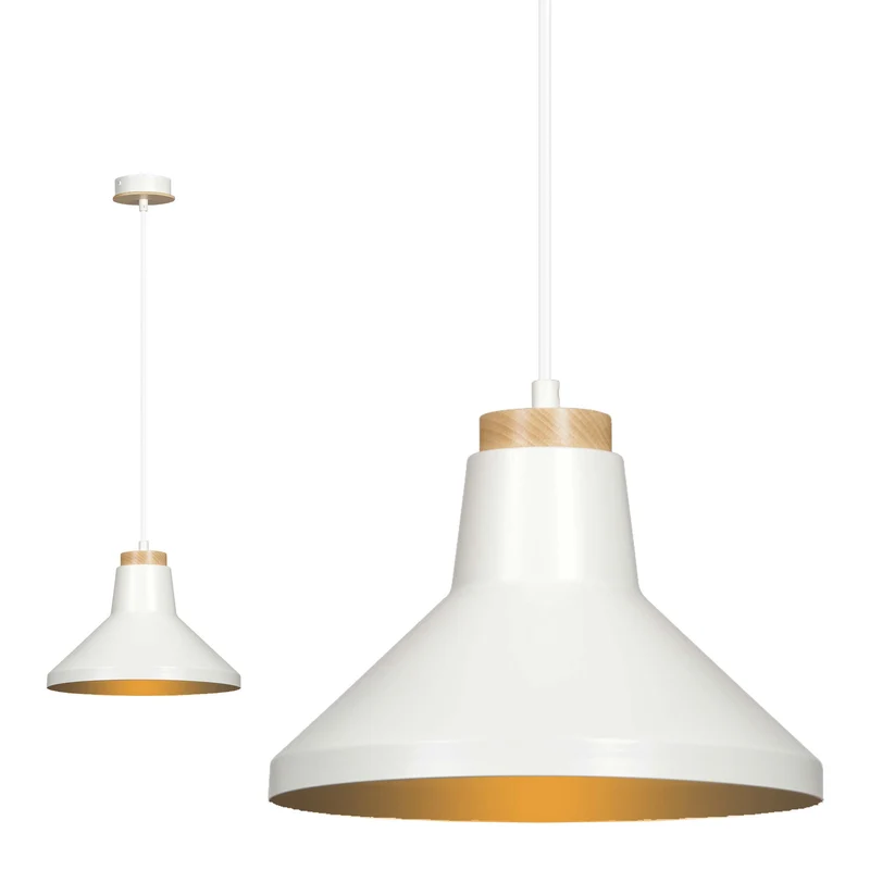 Suspension Blanche et Bois Scandinave