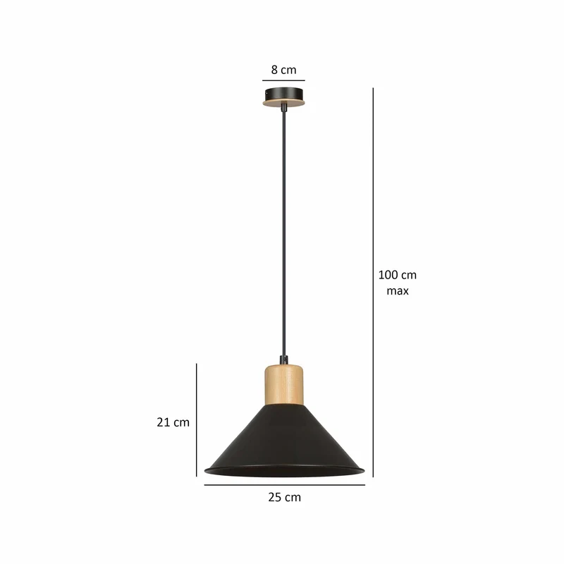 Luminaire Suspendu Bois Et Metal Noir