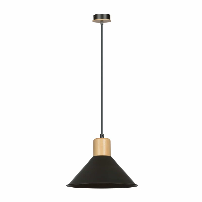 Luminaire Suspendu Bois Et Metal Noir