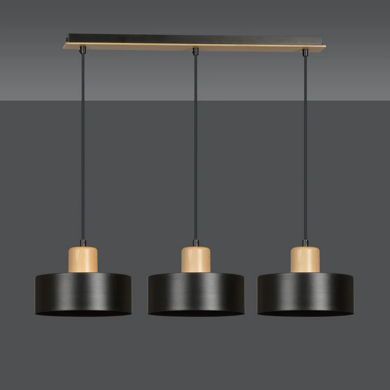 Luminaire Suspendu Bois Et Noir