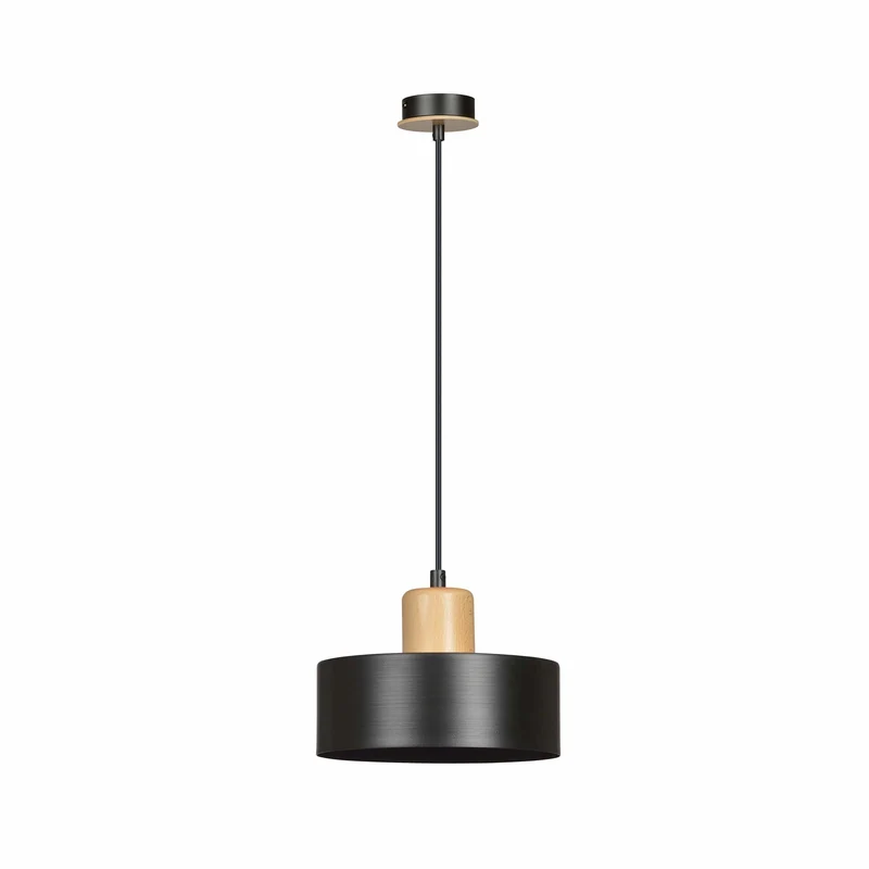 Luminaire Suspendu Noir Et Bois