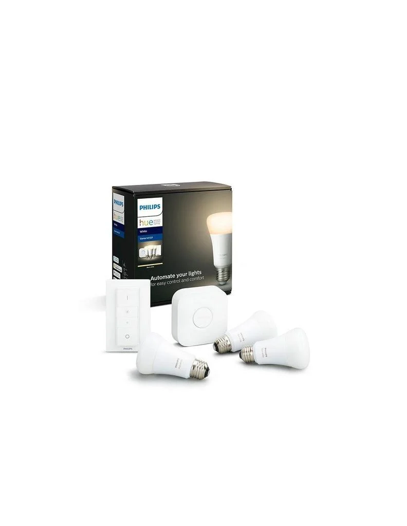 Philips Hue White Start­sæt - 3 x E27 LED-pærer + Hue Bridge