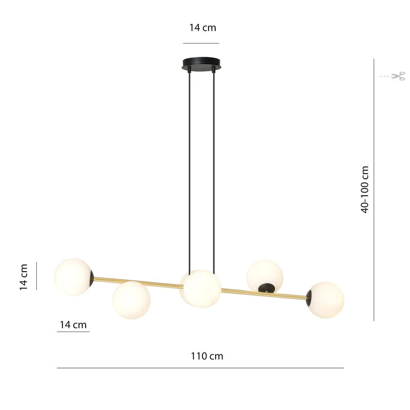 Suspension Boule Verre Laiton Vintage