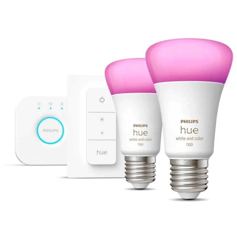 Philips Hue Color Startsæt E27 2 Pærer - Lyskilde