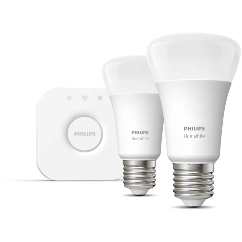 Philips Hue White Startsæt - To E27 Smart LED-pærer med Bridge