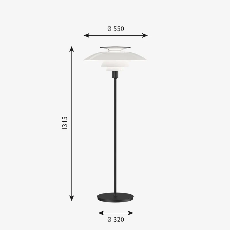 PH 80 - Gulvlampe Opal - Sort 5744611352