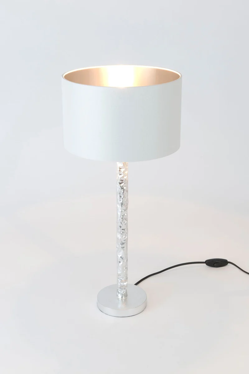 Tischlampe Cancelliere Rotonda Piccolo Perla Silk mit Schirm