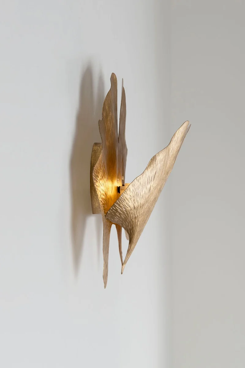 Wandleuchte Ginkgo Uno 2-flammig gehämmert Rund 38x12cm