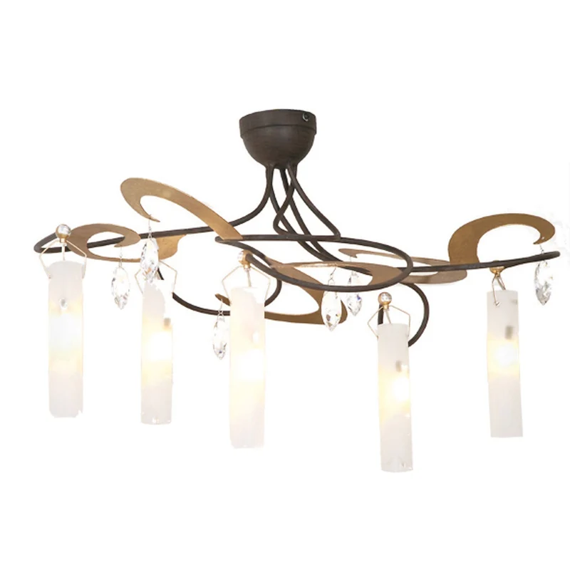 Deckenlampe Casino 5-flammig Kristall Satiniert Glas