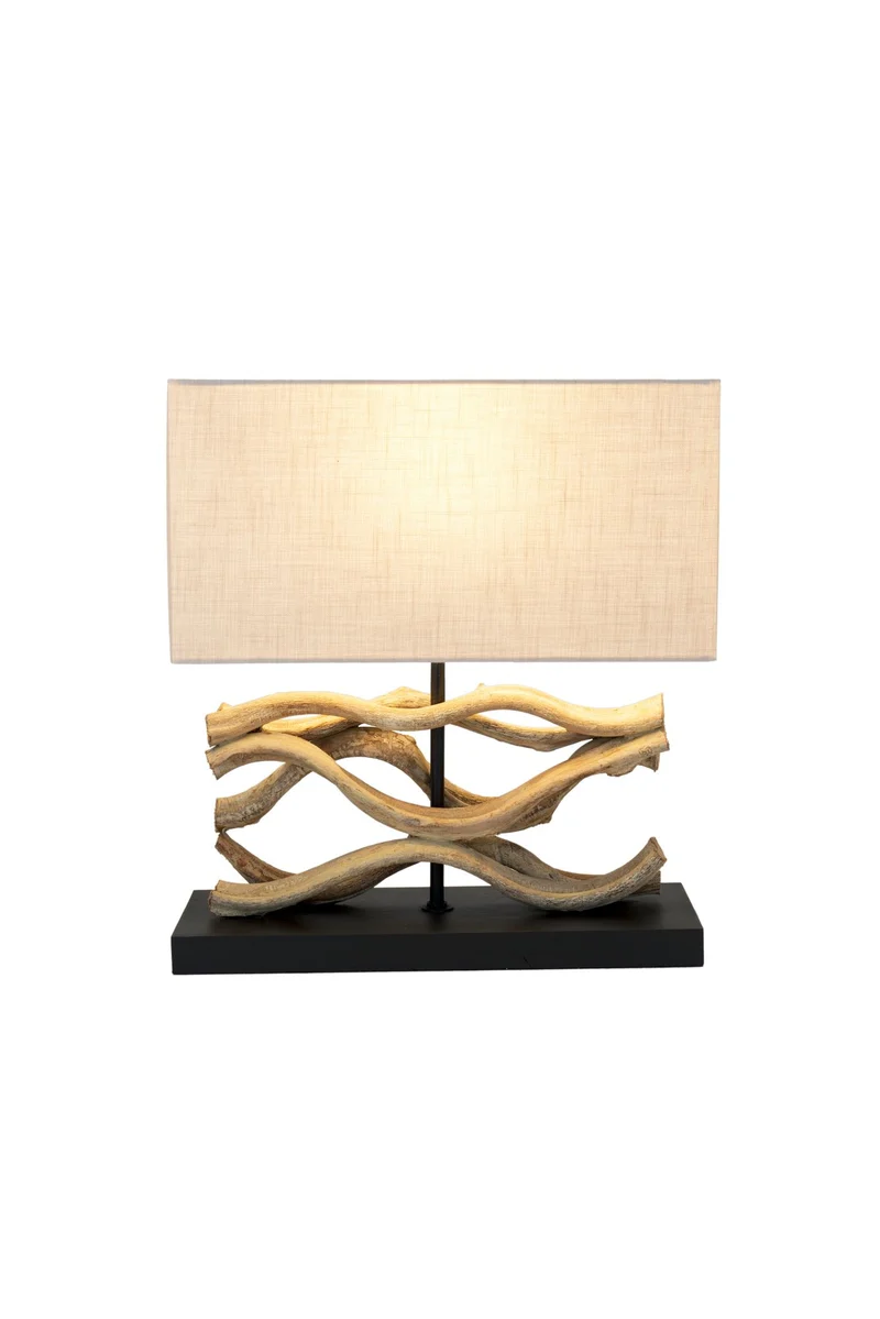 Tischleuchte Panarea Holz mit Schirm Rechteckig 35x15cm