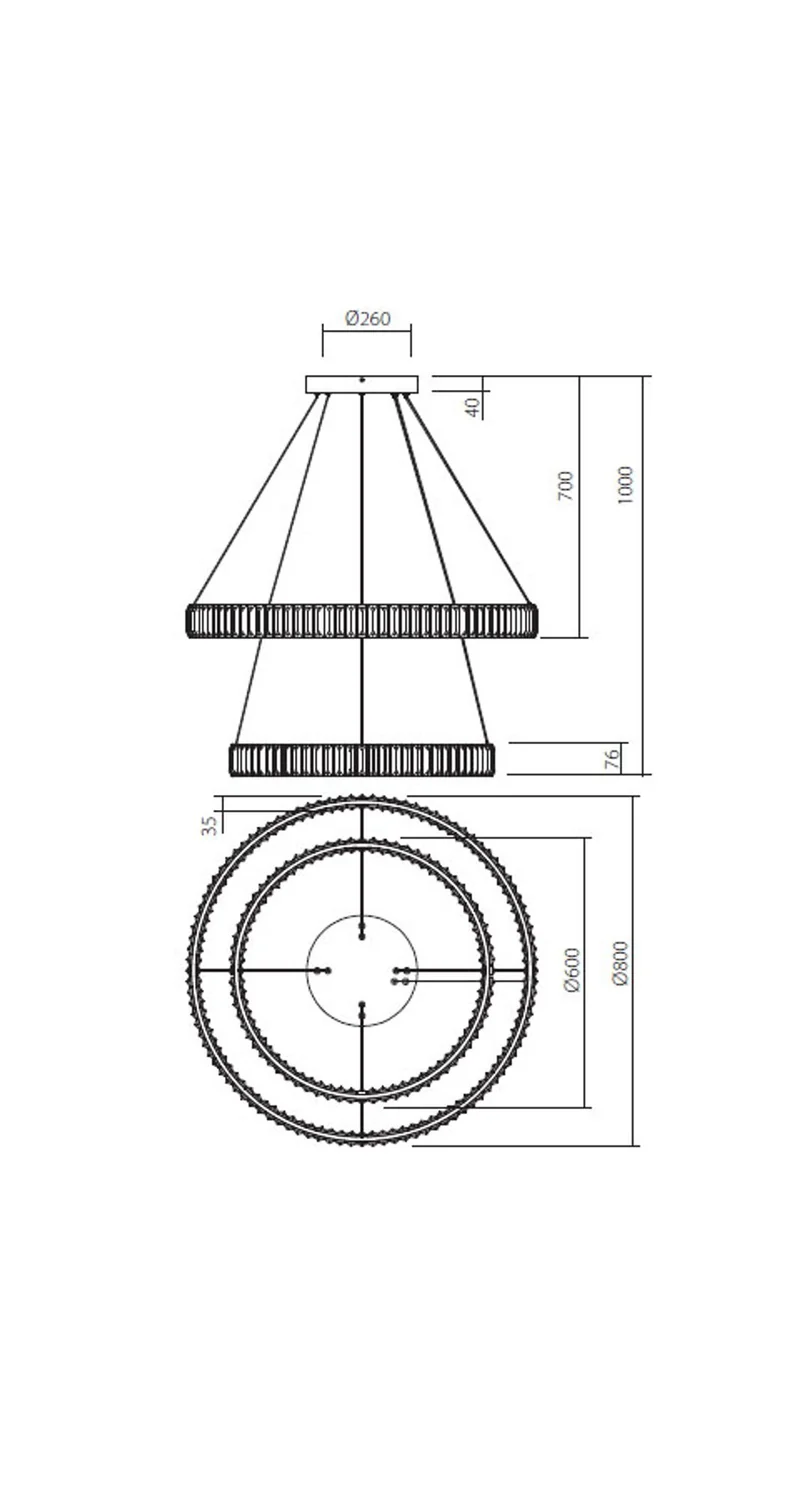 LED-Pendelleuchte Akala 2-flammig Ø 60+80cm Dimmbar