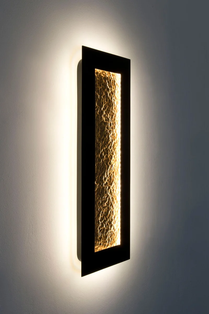 LED-Wandlampe Duplicato dimmbar gehämmert mit Scheibe