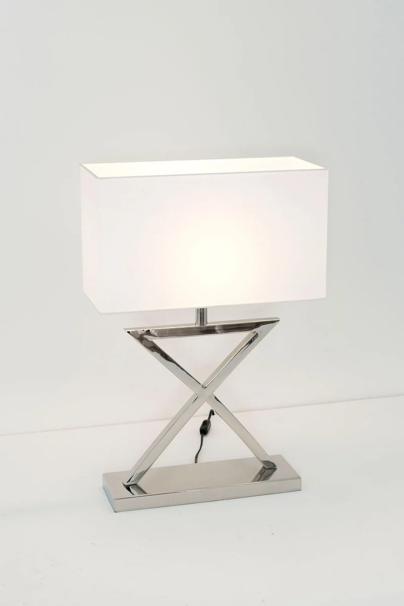 Tischlampe Integrato Seidenstruktur mit Schirm Rechteckig