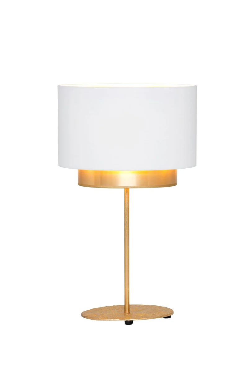 Tischlampe Mattia Oval Perla Silk mit Schirm