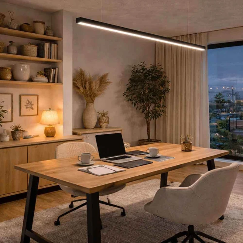s.luce Oris LED-Linienlampe Büro-Pendelleuchte XL nach Maß 2700K