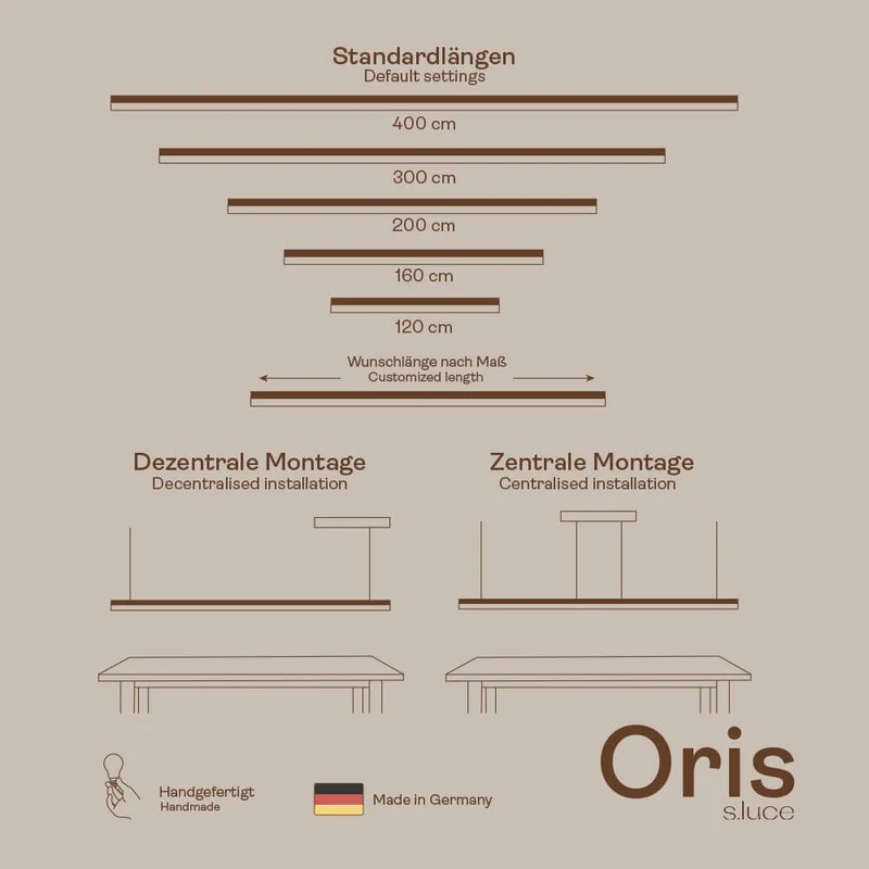 s.luce Oris LED-Linienlampe Büro-Pendelleuchte XL nach Maß 2700K