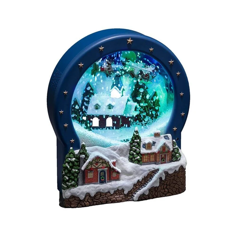 LED Dorf Glas mit Animation Weihnachtsliedern 9 bunte Dioden batteriebetrieben