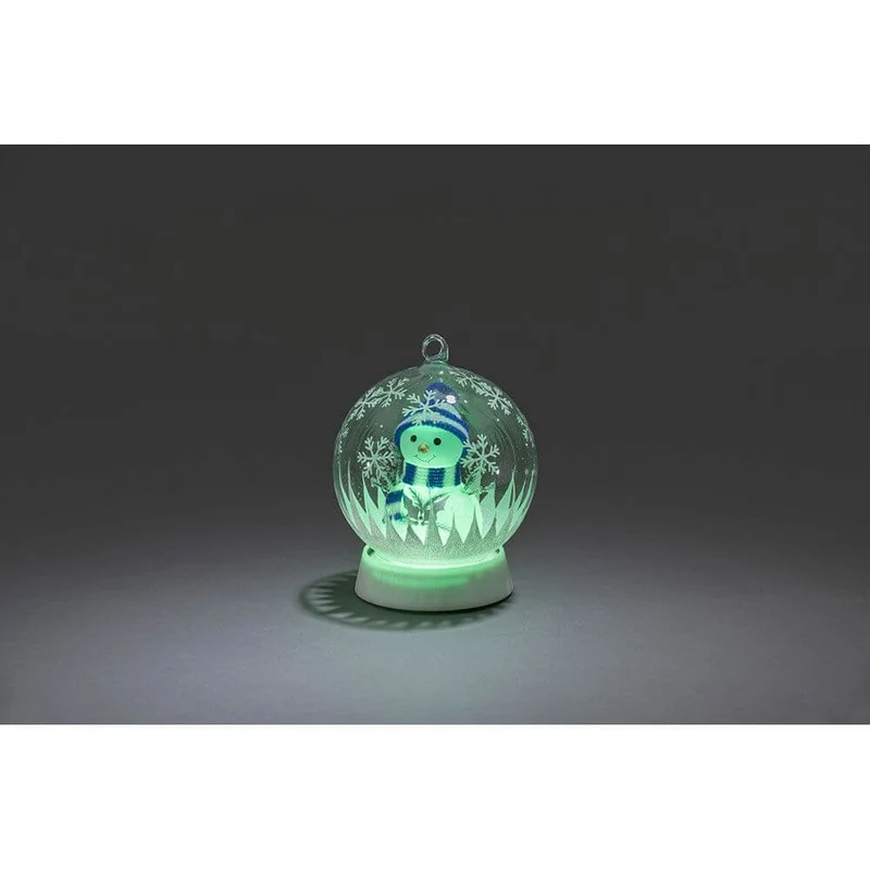 Glaskugel Schneemann mit 3 Funktionen Timer RGB-Farbwechsel 1 RGB Diode batteriebetrieben