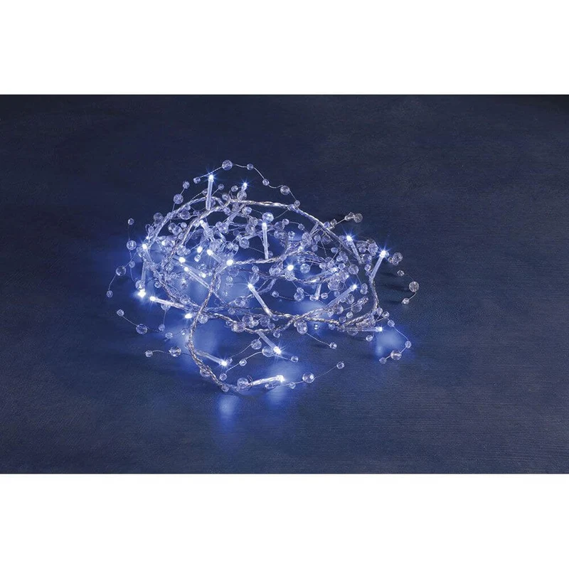 LED Dekolichterkette Acryl Perlen 32 Kaltweiße Dioden