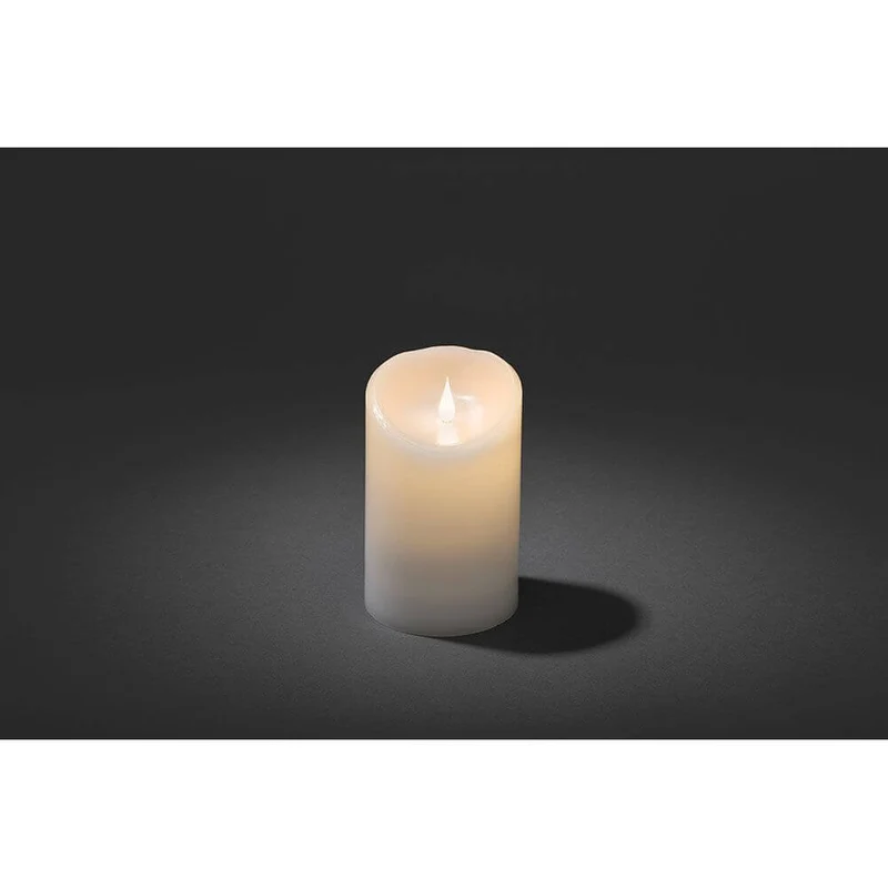 LED Echtwachskerze weiß mit 3D Flamme 16cm Timer Warmweiß batteriebetrieb