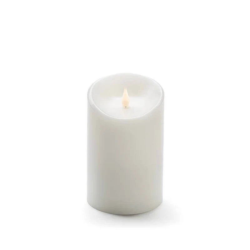 LED Echtwachskerze weiß mit 3D Flamme 16cm Timer Warmweiß batteriebetrieb