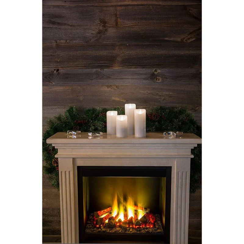 LED Echtwachskerze weiß mit 3D Flamme 17,5cm Timer Warmweiß batteriebetrieben