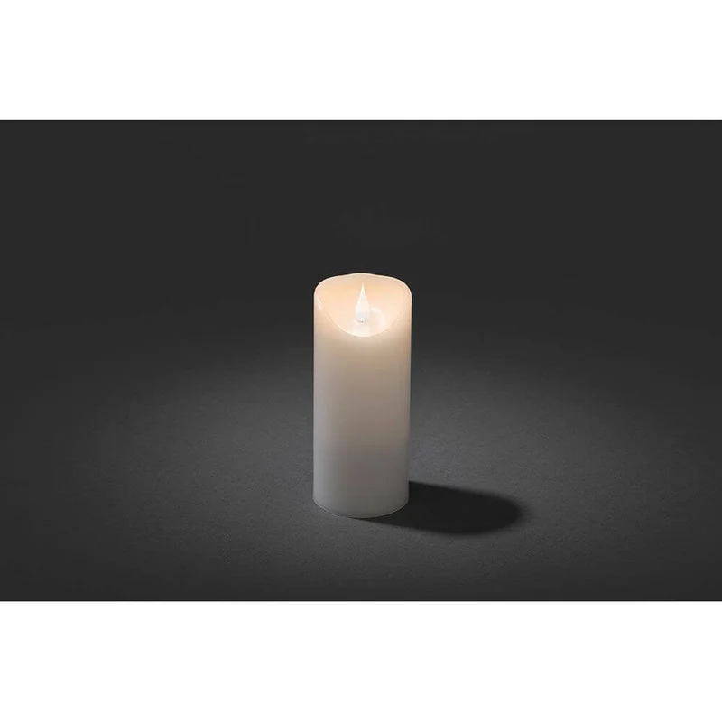 LED Echtwachskerze weiß mit 3D Flamme 17,5cm Timer Warmweiß batteriebetrieben