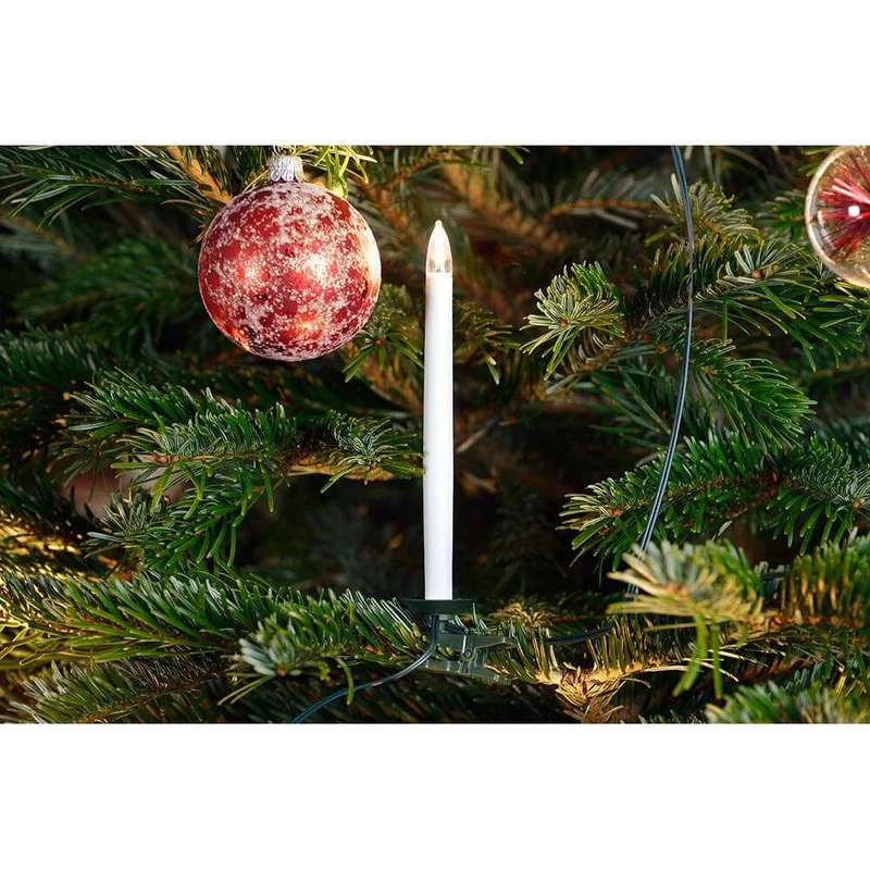 LED Baumkette slim line 10 große Topbirnen mit Schalter 10 Warmweiße Dioden
