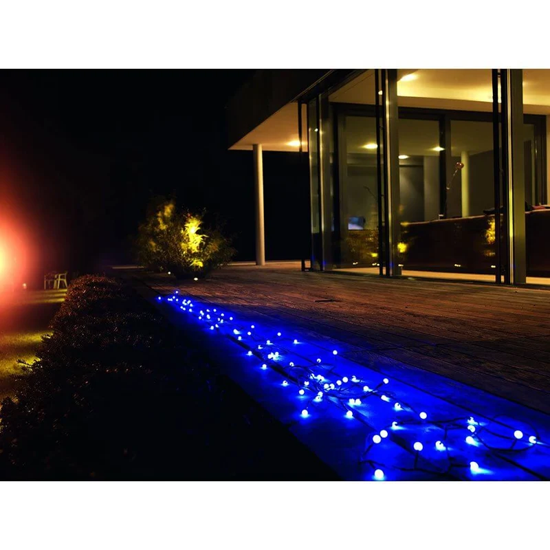 LED Globelichterkette runde Dioden 80 blaue Dioden IP44