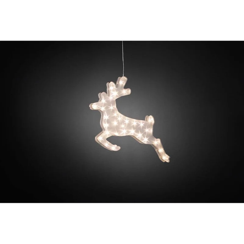 LED Kunststoffrentier mit Sterneffekt 32 Warmweiße Dioden