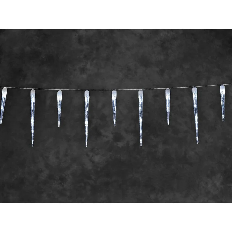 LED Eiszapfen Lichtervorhang 32 Zapfen 48 Kaltweiße Dioden IP44
