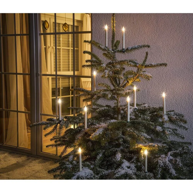 LED Baumbeleuchtung 10 Kerzen Fernbedienung Warmweiße batteriebetrieben IP44