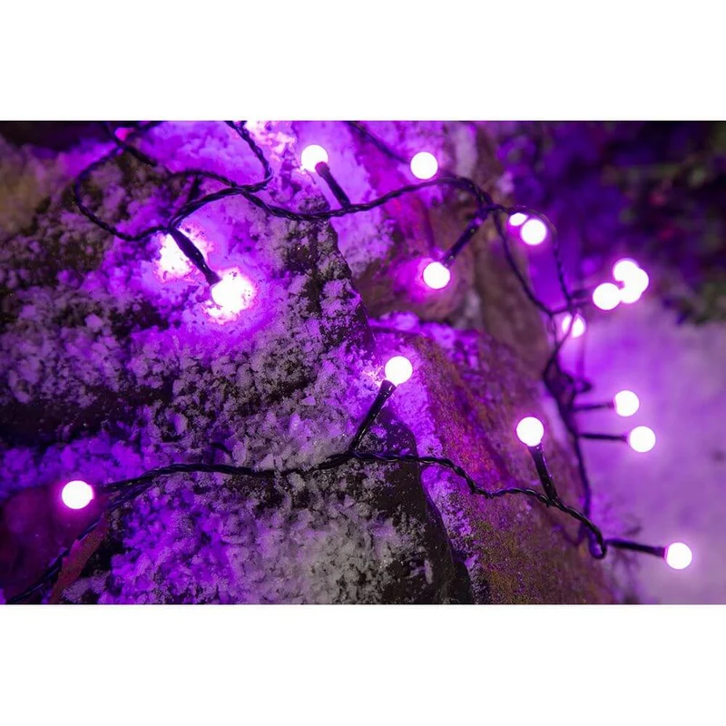 LED Globelichterkette runde Dioden 80 purpurfarbene Dioden IP44