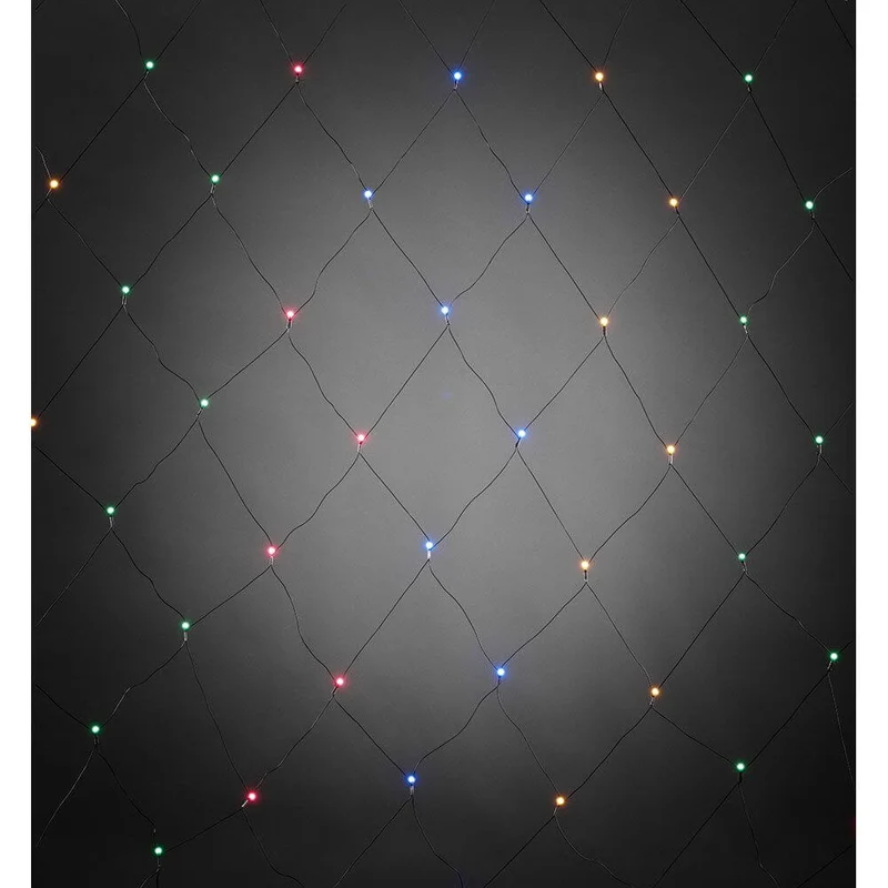 LED Lichternetz mit bunten Globes 80 bunte Dioden IP44