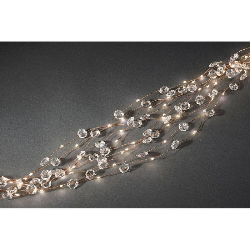 LED Diamantenlametta 26 Stränge mit 27 Dioden 702 Warmweiße Dioden kupferfarbener Draht