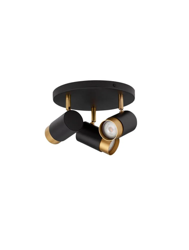 Pogno Deckenleuchte 3-flammig Ø 22cm Schwarz, Gold
