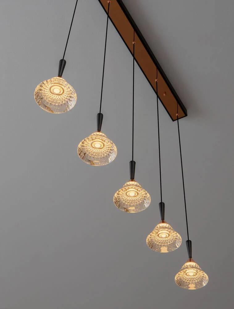 Paluz LED Pendelleuchte Balken 90,5 cm 5-flammig 3000K Schwarz, Roségold