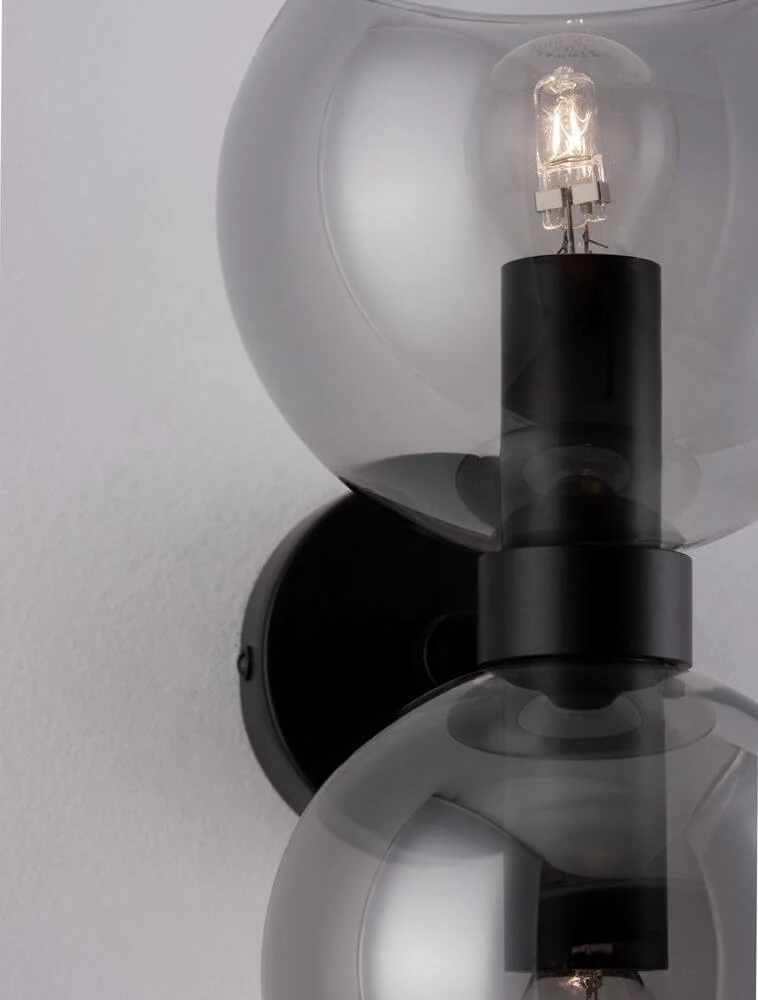 Palmer Wandleuchte Ø 13cm E14 2-flammig Schwarz, Rauch