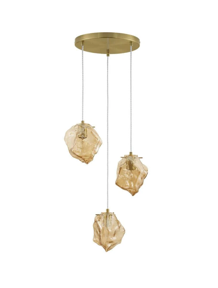 Odelle Pendelleuchte 3-flammig Ø 40cm Gold, Bernstein
