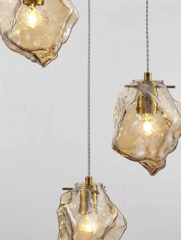 Odelle Pendelleuchte 3-flammig Ø 40cm Gold, Bernstein