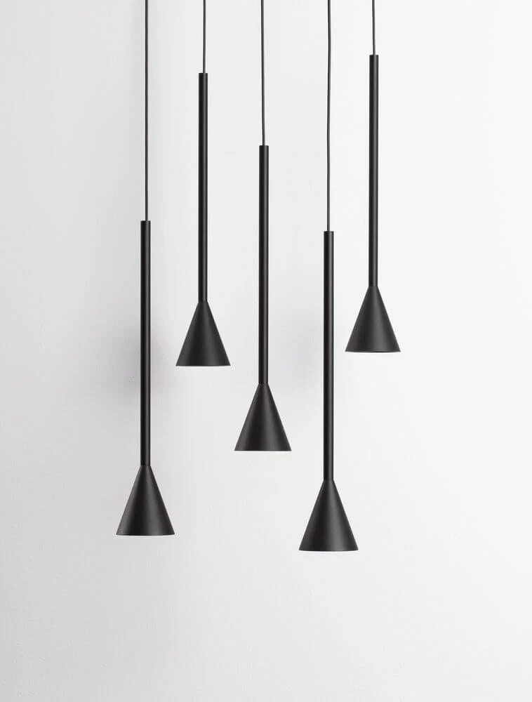 Net LED Pendelleuchte 5-flammig Ø 35,5cm 3000K Schwarz